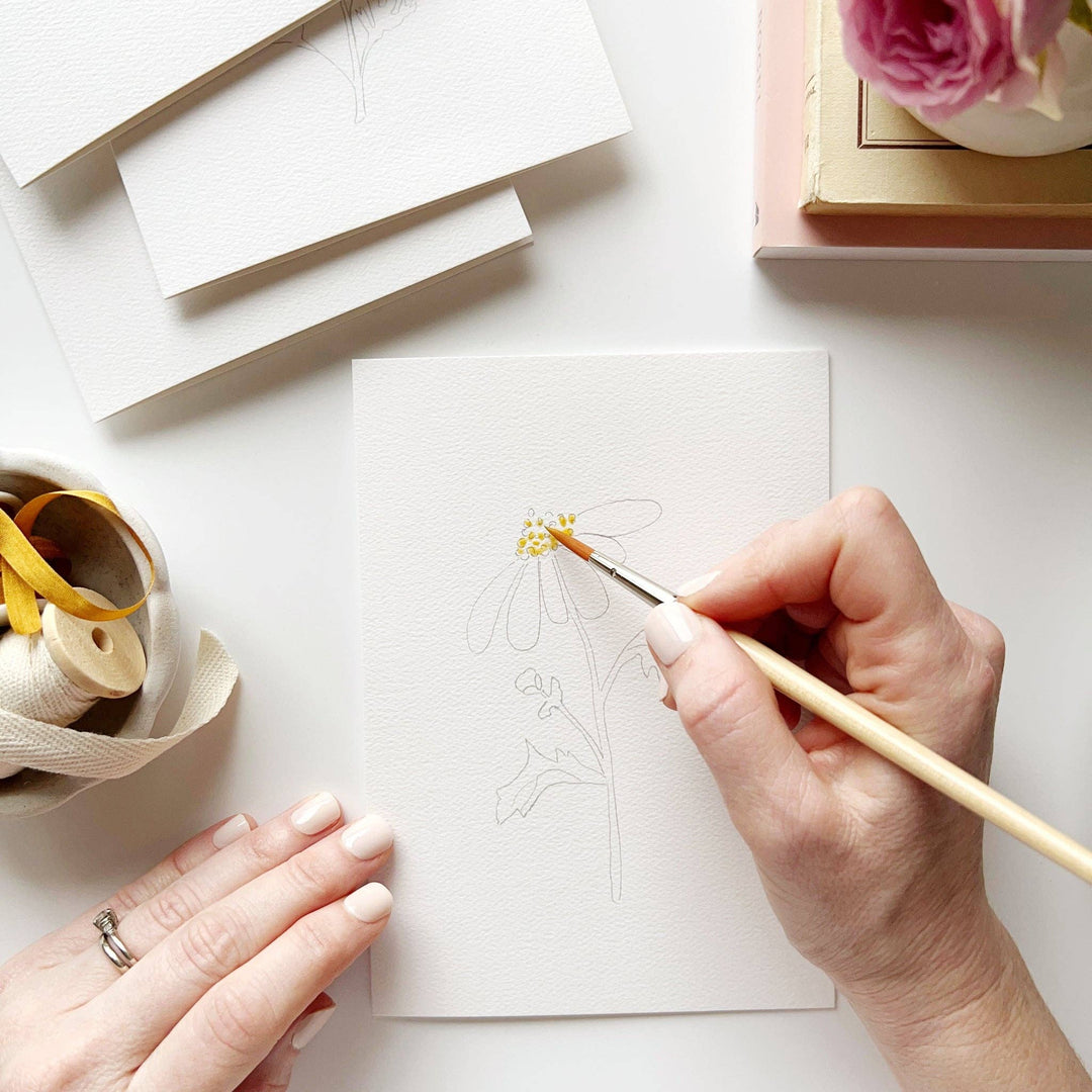 Garden Flowers Paintable Notecards - Merry Pigletsemily lex studio