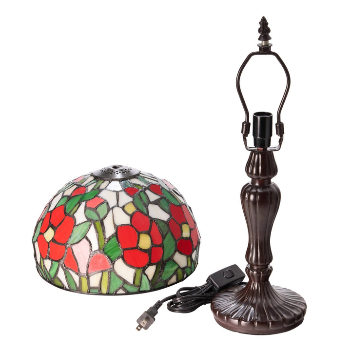 Genevieve Red Flowers Stained Glass Lamp - Merry PigletsRiver of Goods