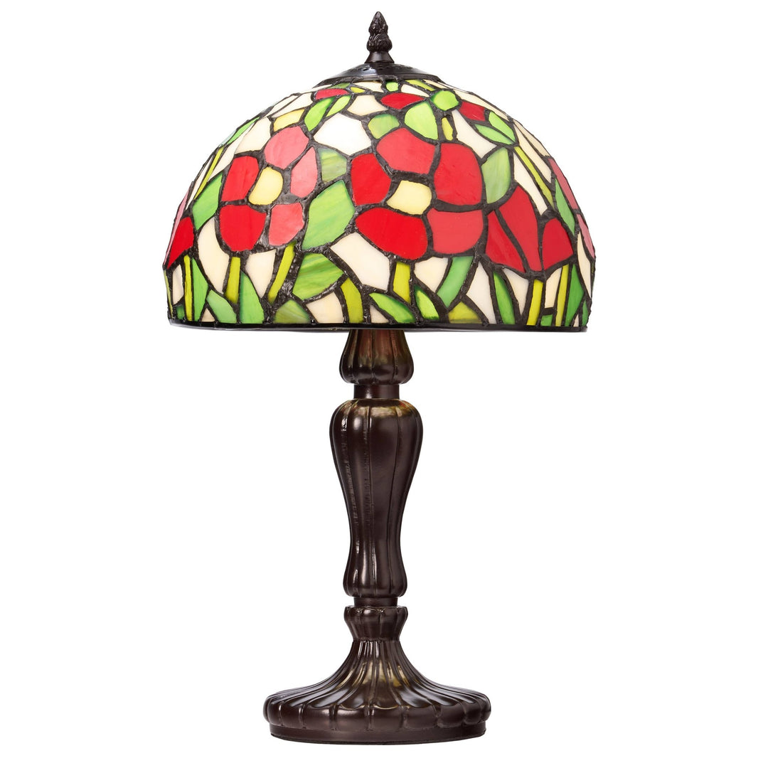 Genevieve Red Flowers Stained Glass Lamp - Merry PigletsRiver of Goods