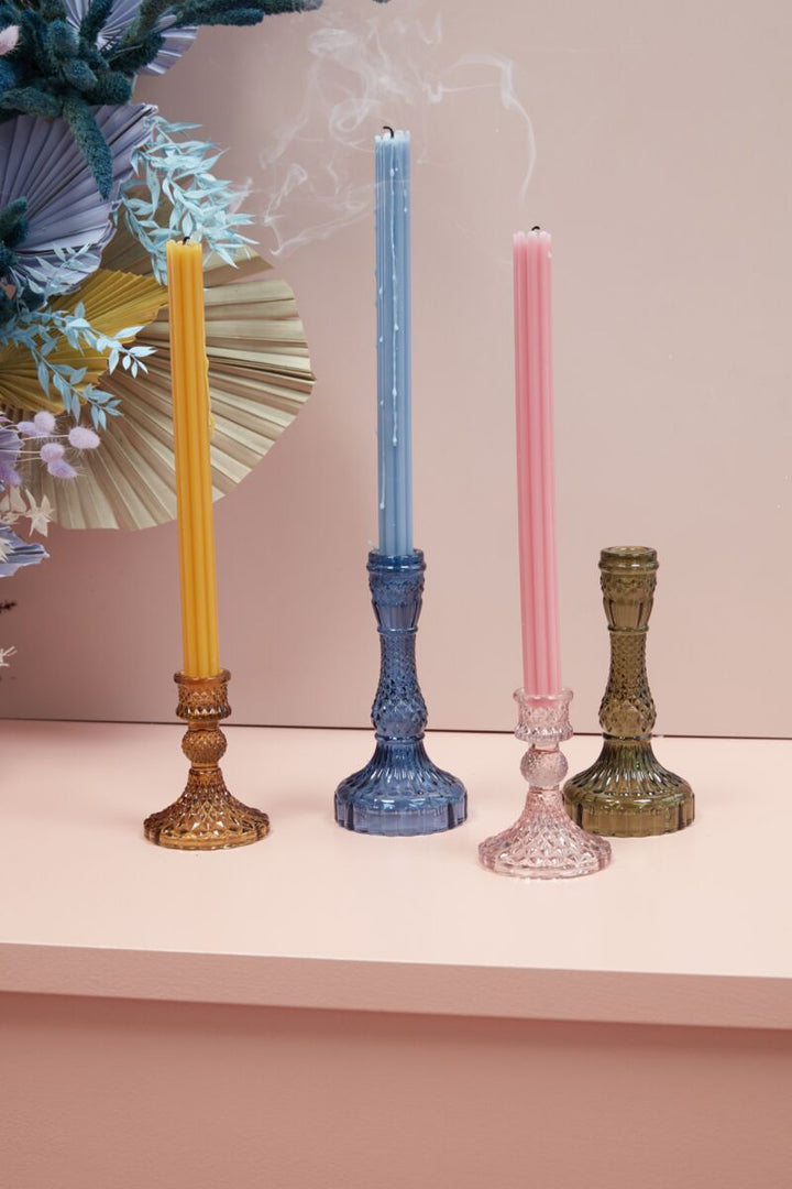 Glass Candlestick Tall - Merry Piglets