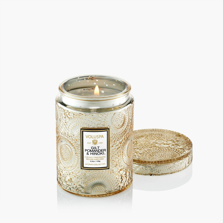 Gilt Pomander Hinoki Small Jar Candlen - Merry PigletsVoluspa