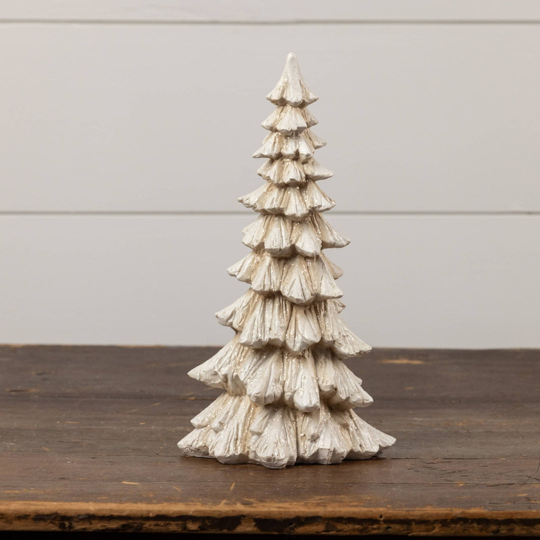 Gilttered Cream Tree - 12" - Merry PigletsRagon House