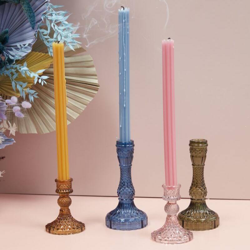 Glass Candlestick Tall - Merry PigletsAccent Decor