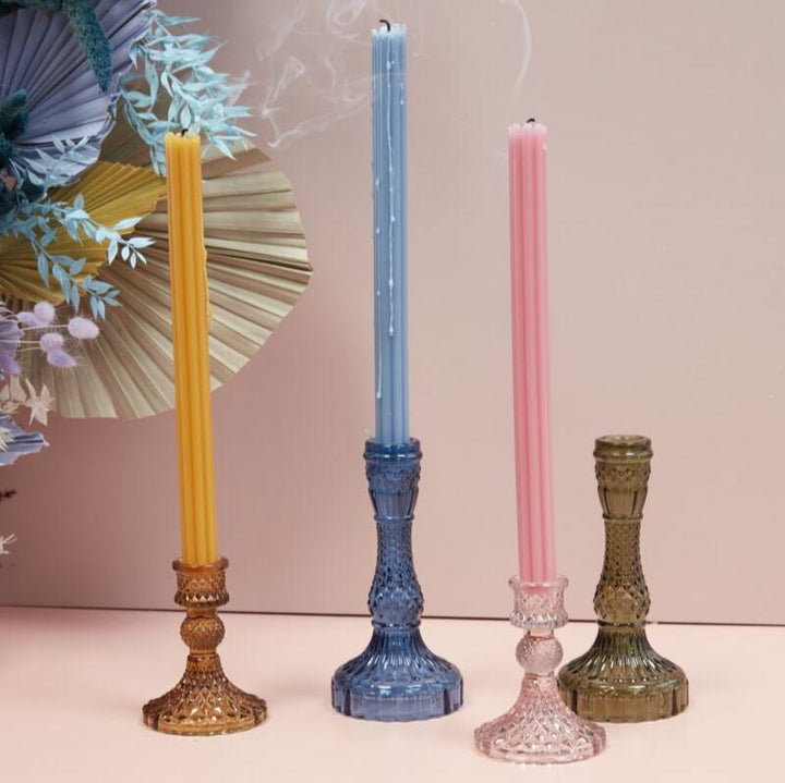 Glass Candlestick Tall - Merry PigletsAccent Decor