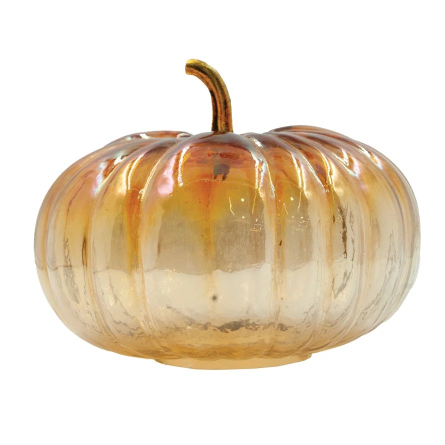 Glass Pumpkin w/ Brass Stem - Merry PigletsCreative Co - Op