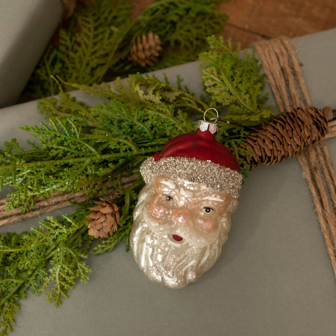 Glass Santa Ornament - Merry PigletsRagon House