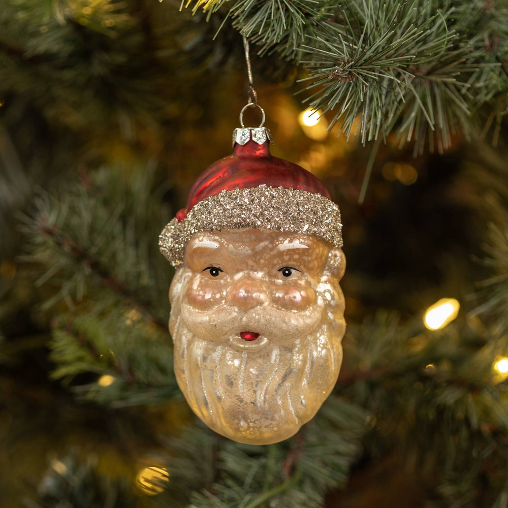 Glass Santa Ornament - Merry PigletsRagon House