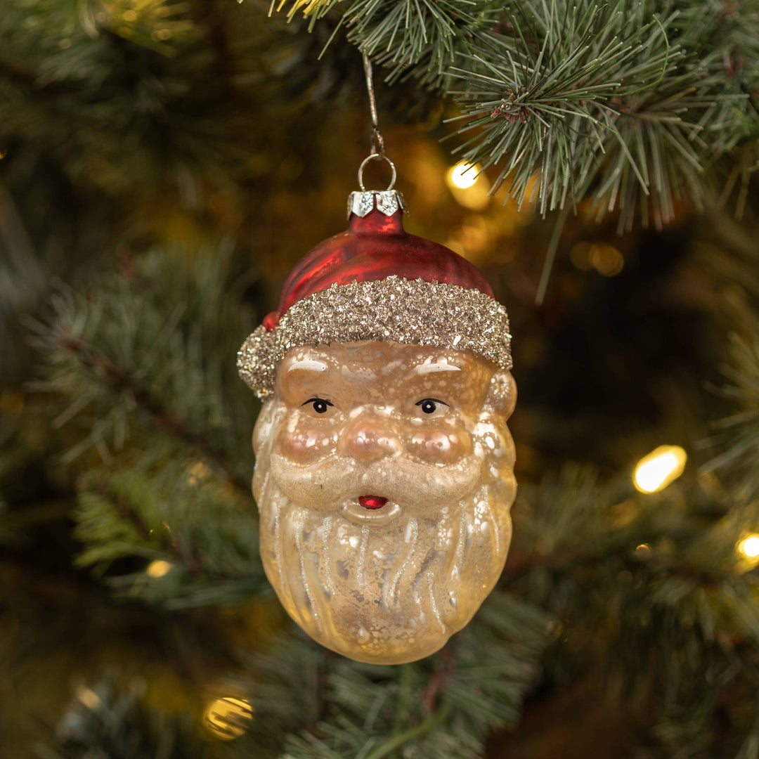 Glass Santa Ornament - Merry PigletsRagon House