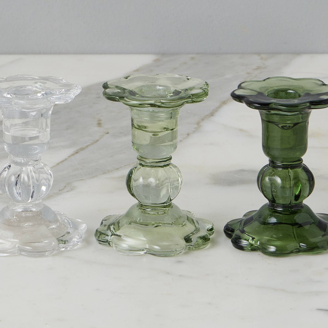 Glass Scalloped Candlestick - Merry PigletsetúHOME