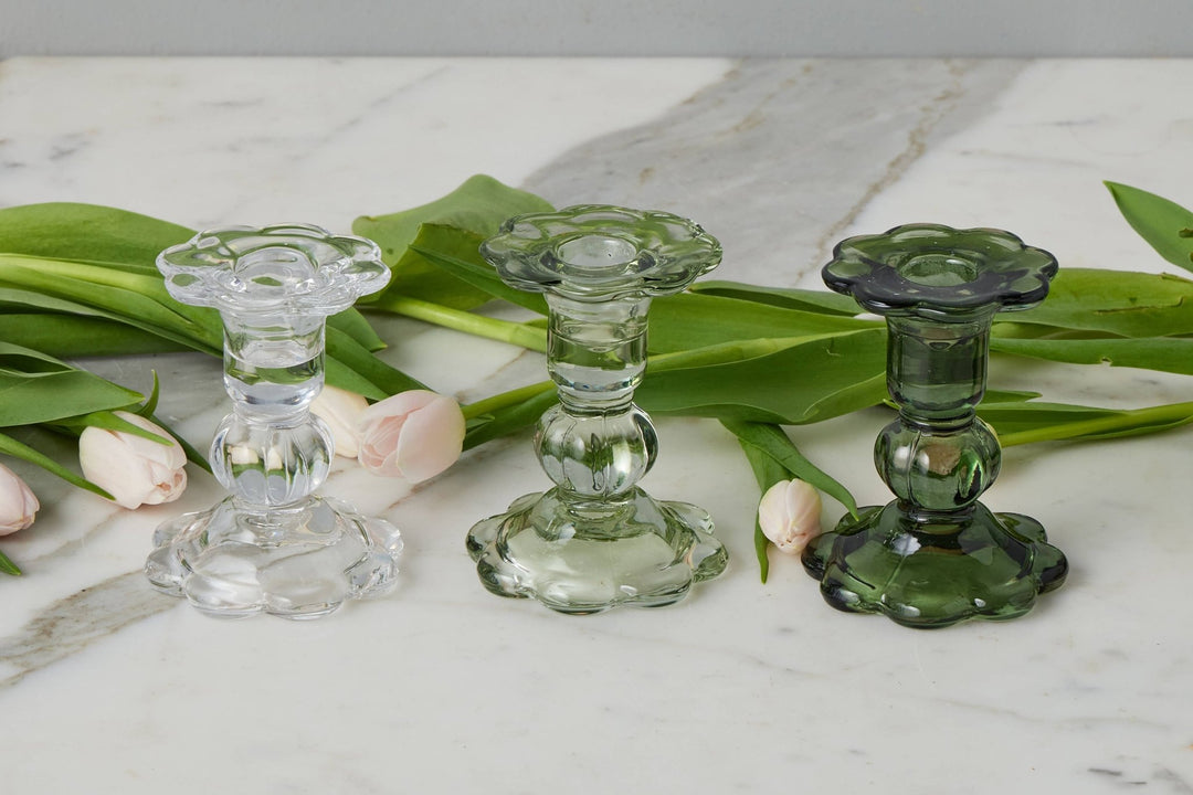 Glass Scalloped Candlestick - Merry PigletsetúHOME