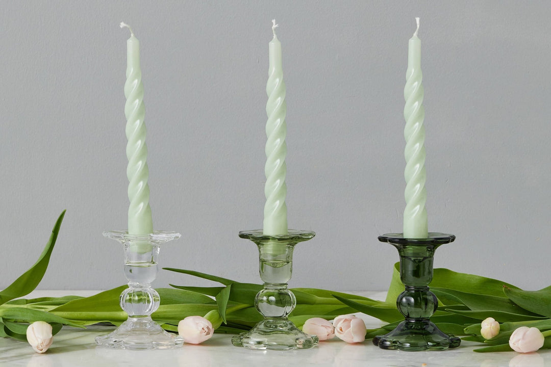 Glass Scalloped Candlestick - Merry PigletsetúHOME