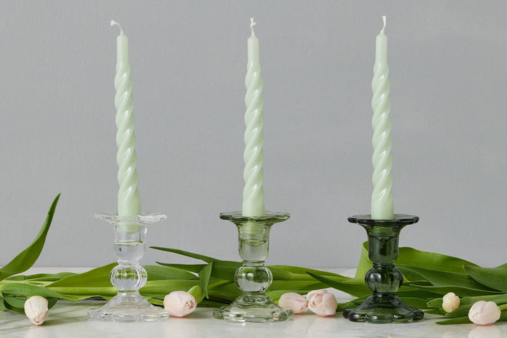 Glass Scalloped Candlestick - Merry PigletsetúHOME