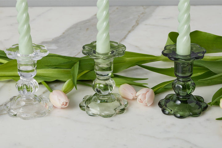 Glass Scalloped Candlestick - Merry PigletsetúHOME