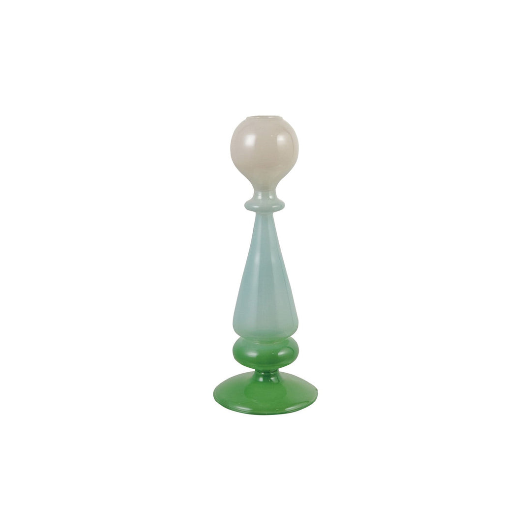 Glass Two-Tone Taper Holder - Merry PigletsCreative Co-Op