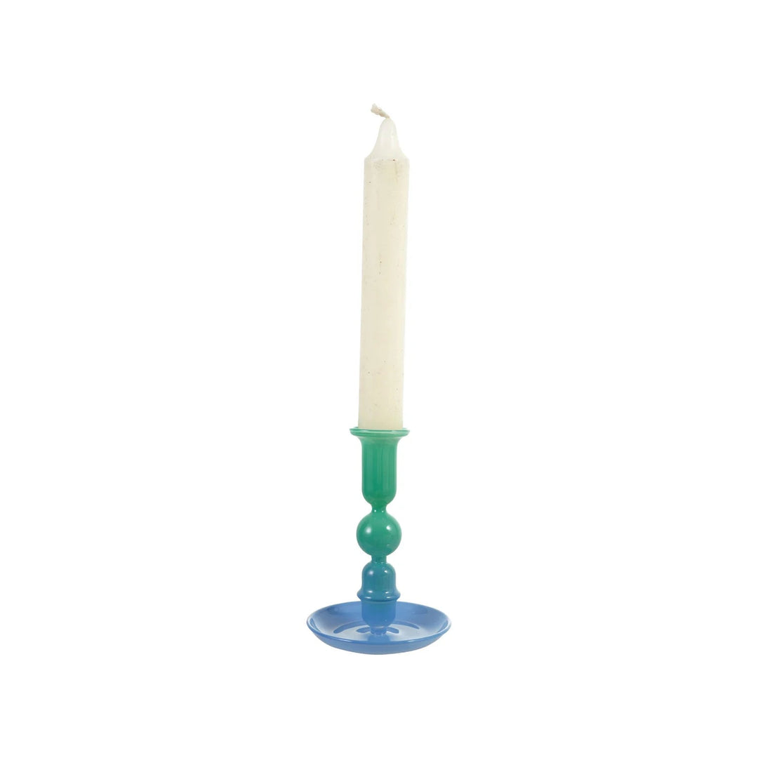Glass Two-Tone Taper Holder - Merry PigletsCreative Co-Op