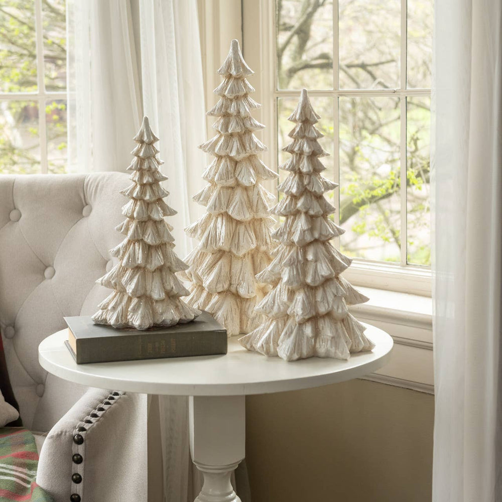 Glittered Cream Tree - 15" - Merry PigletsRagon House