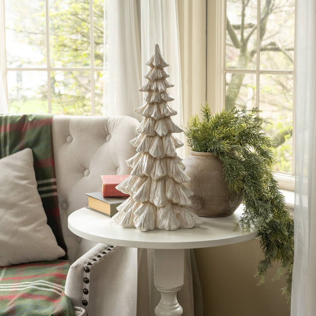 Glittered Cream Tree - 18" - Merry PigletsRagon House