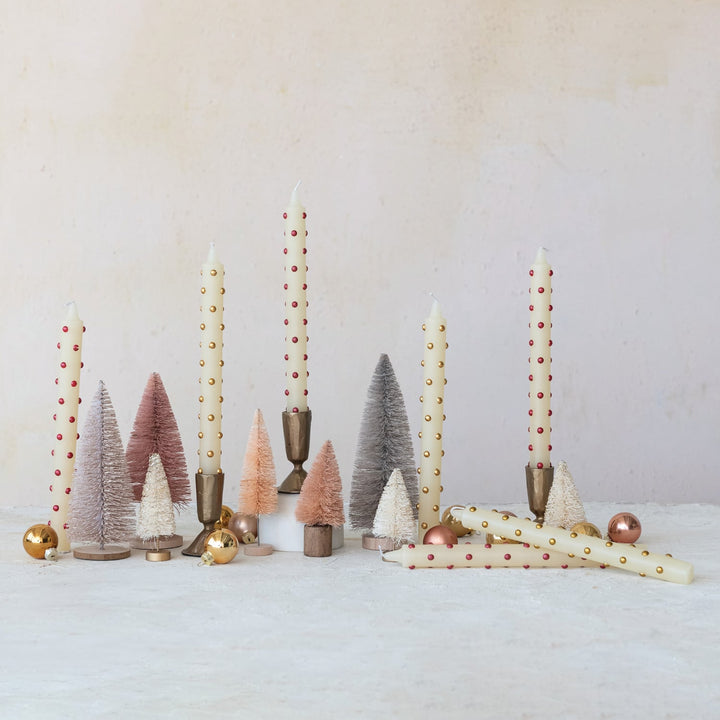 Gold Dot Ivory Taper Candles - Merry PigletsCreative Co-Op