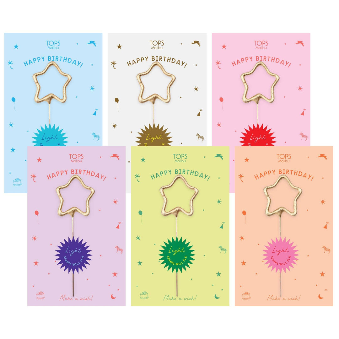 Gold Star Sparkler Happy Birthday Greeting Card - Merry PigletsTOPS Malibu