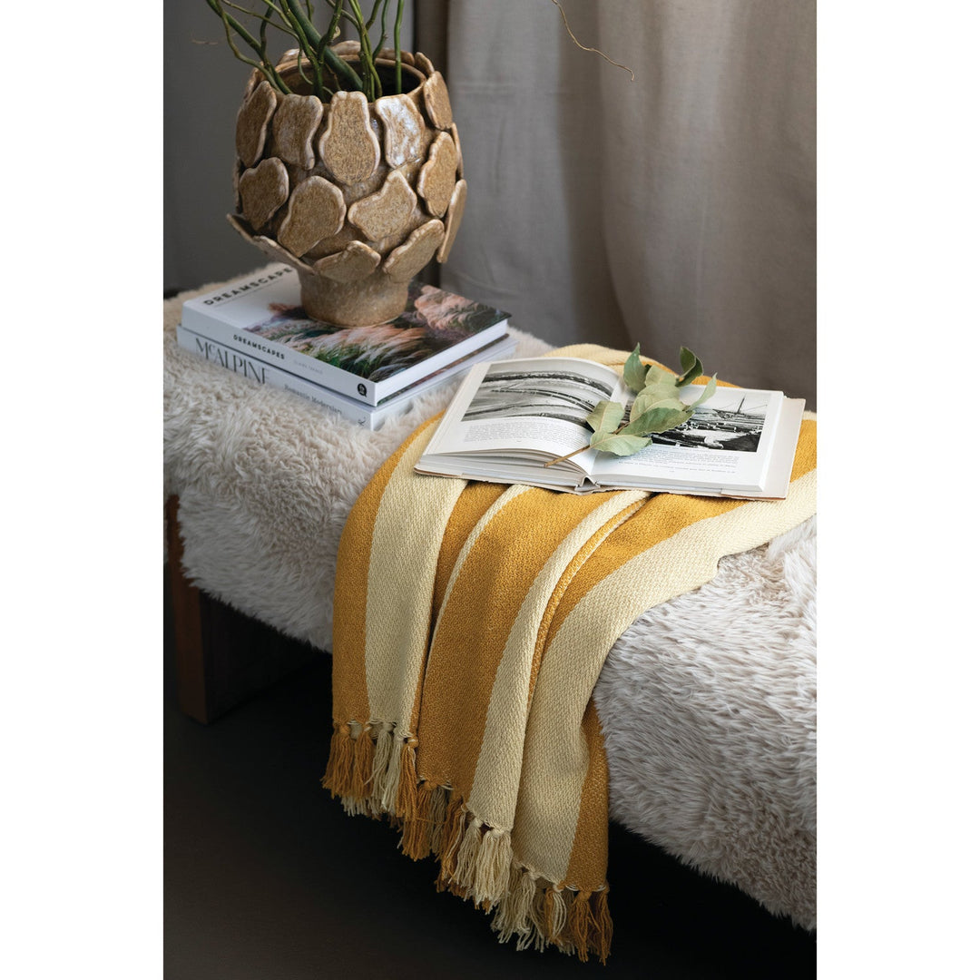 Gold & Yellow Cotton Blend Throw - Merry PigletsCreative Co-Op