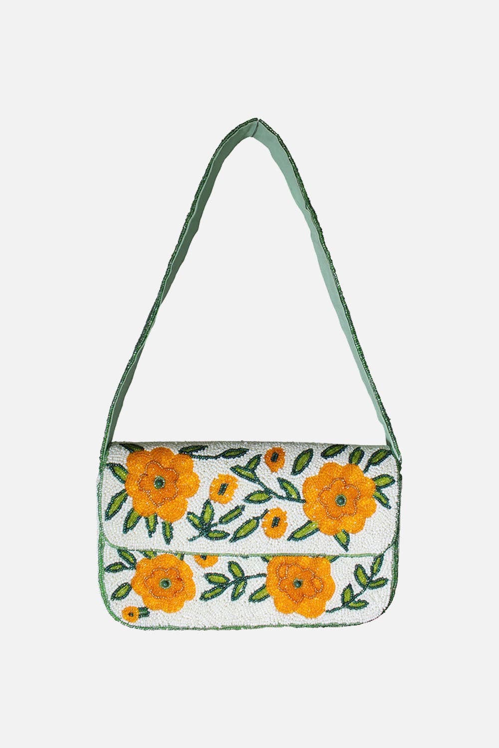 Golden Flowers Beaded Shoulder Bag - Merry PigletsPizzazz, Inc.