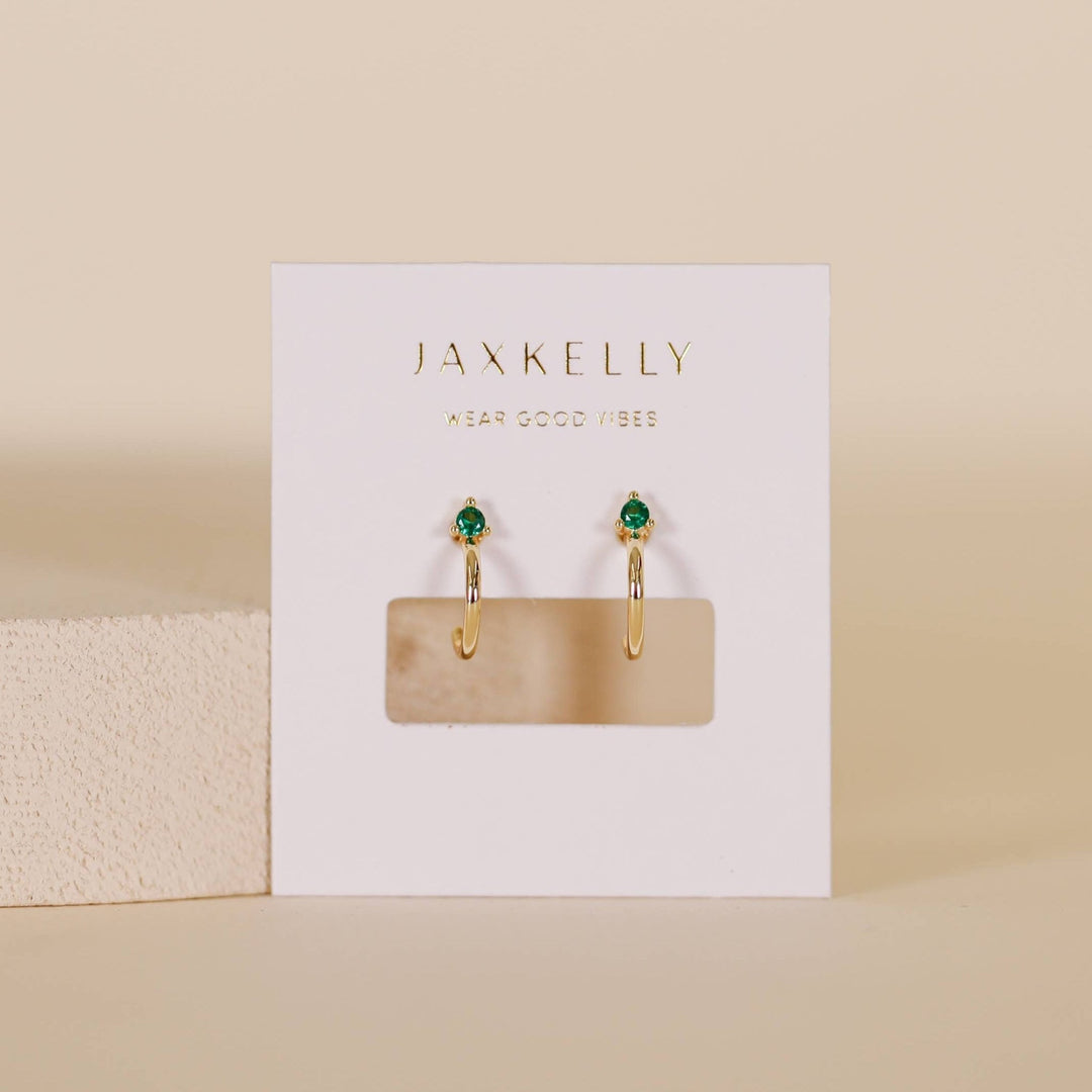 Green Emerald Mini Hoop Earrings - Merry PigletsJaxKelly