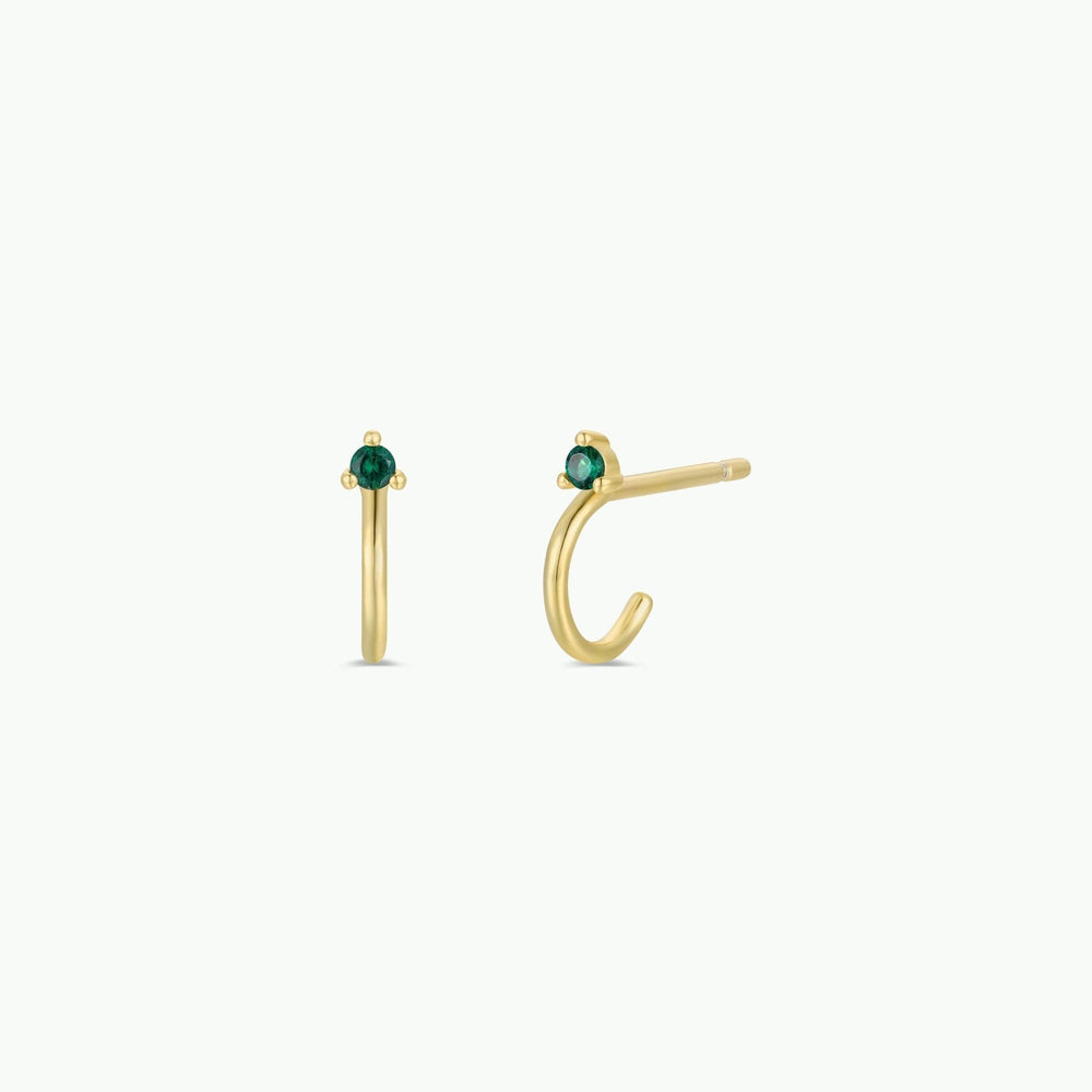 Green Emerald Mini Hoop Earrings - Merry PigletsJaxKelly
