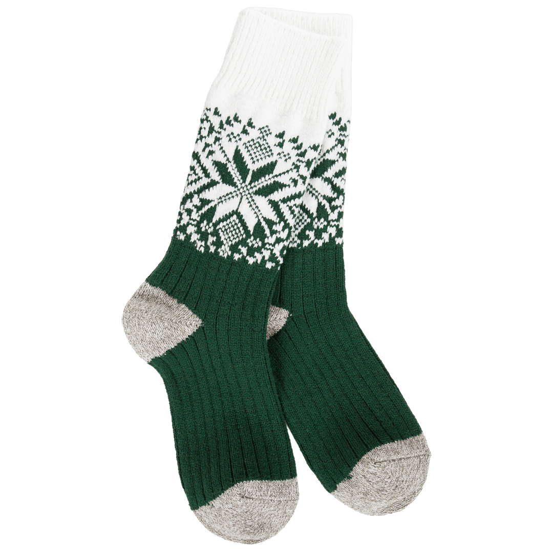 Green & Ivory Weekend Crew Socks - Merry PigletsWorld's Softest Socks