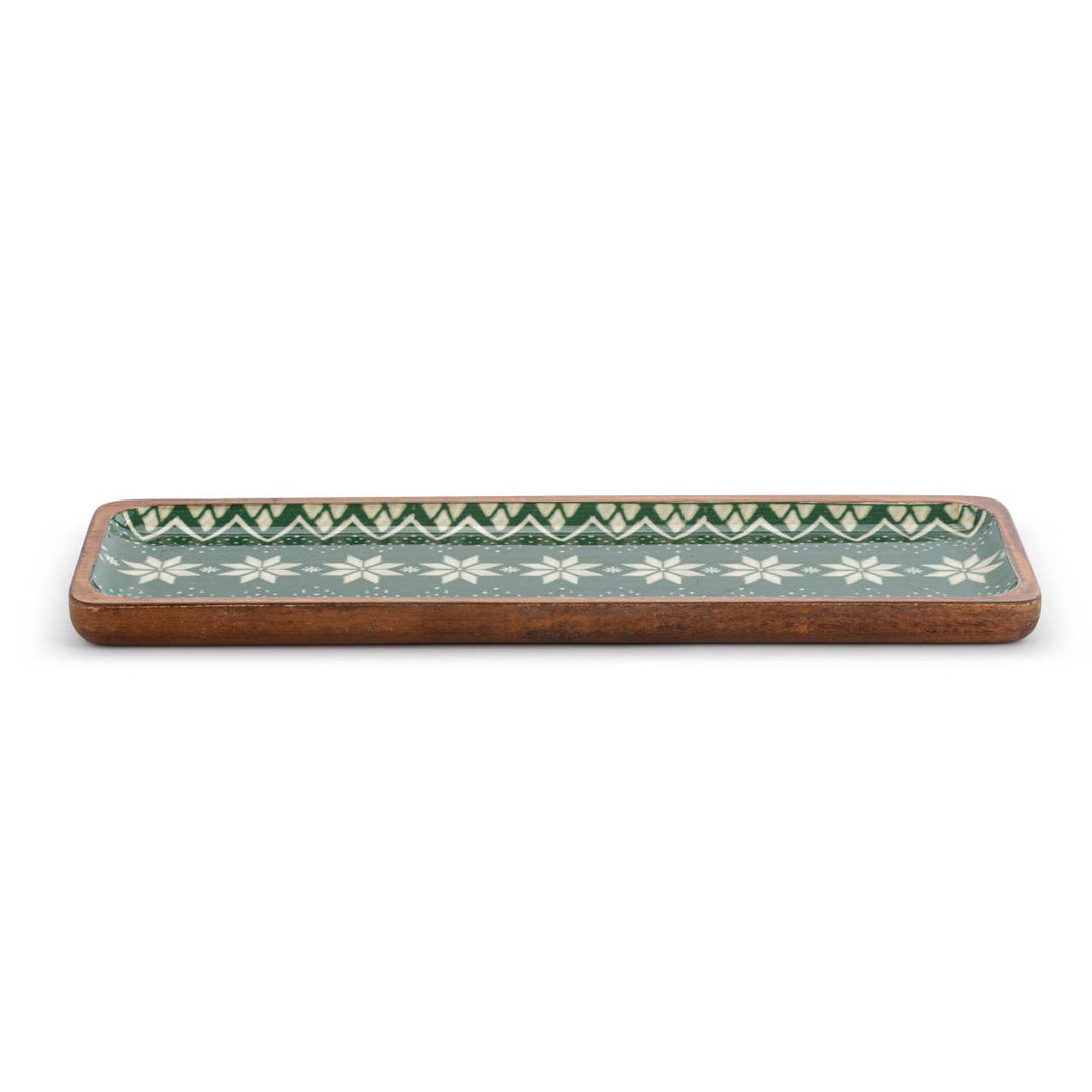Green Scandi Wood Enamel Tray - Merry PigletsDEMDACO