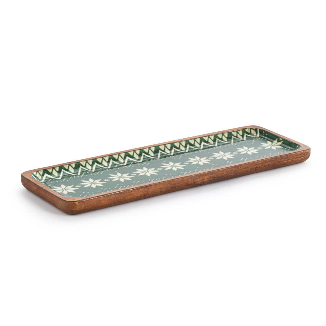 Green Scandi Wood Enamel Tray - Merry PigletsDEMDACO