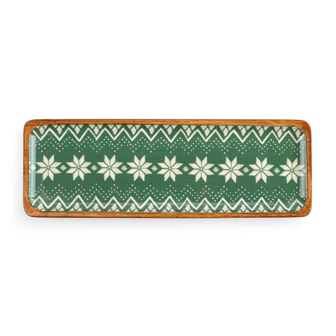 Green Scandi Wood Enamel Tray - Merry PigletsDEMDACO
