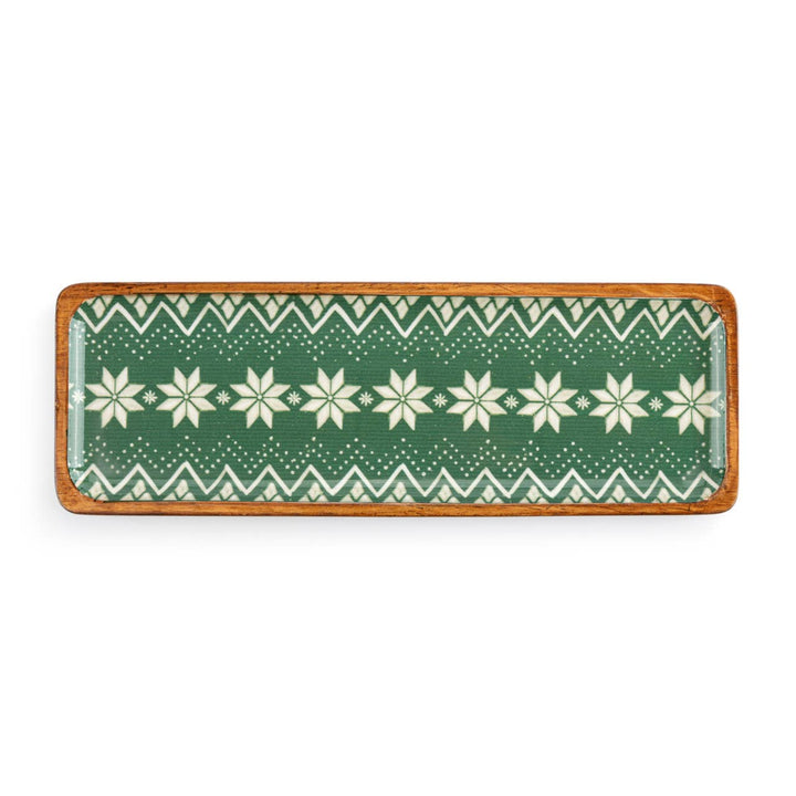 Green Scandi Wood Enamel Tray - Merry PigletsDEMDACO