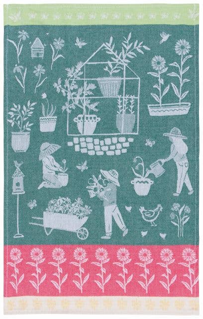 Green Thumb Jacquard Dishtowel - Merry PigletsNow Designs by Danica