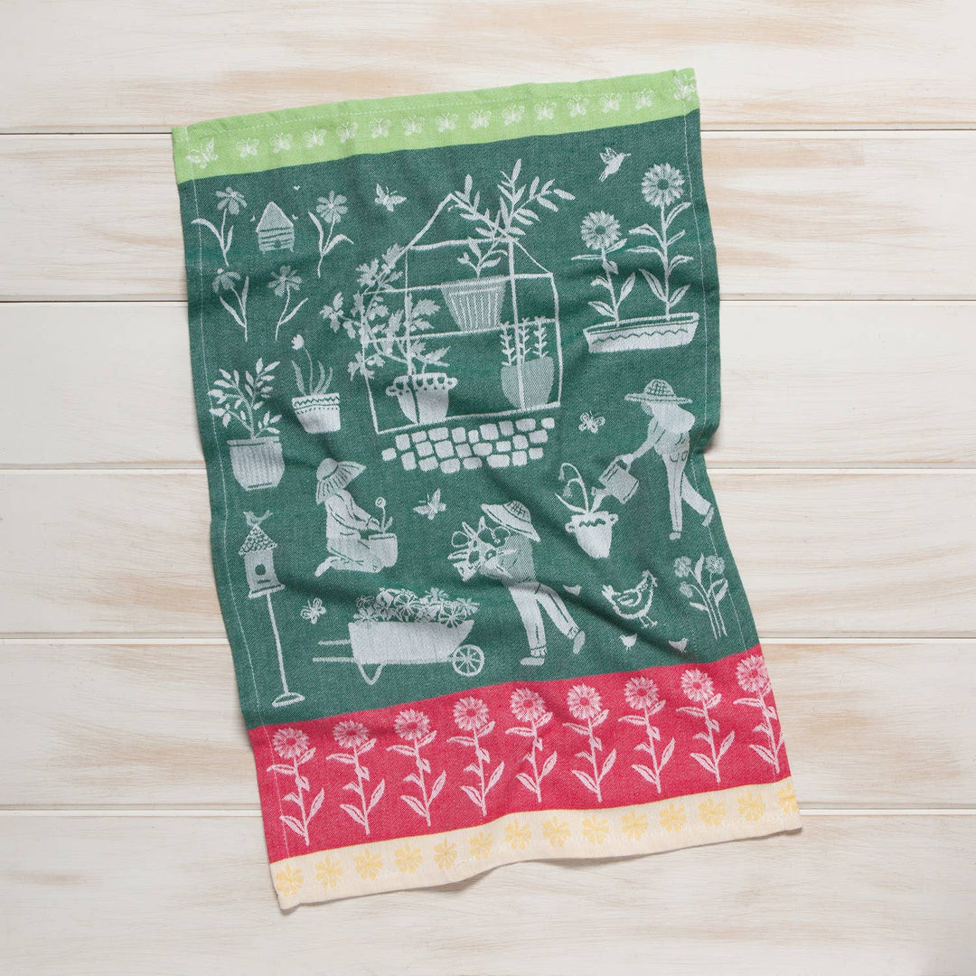 Green Thumb Jacquard Dishtowel - Merry PigletsNow Designs by Danica