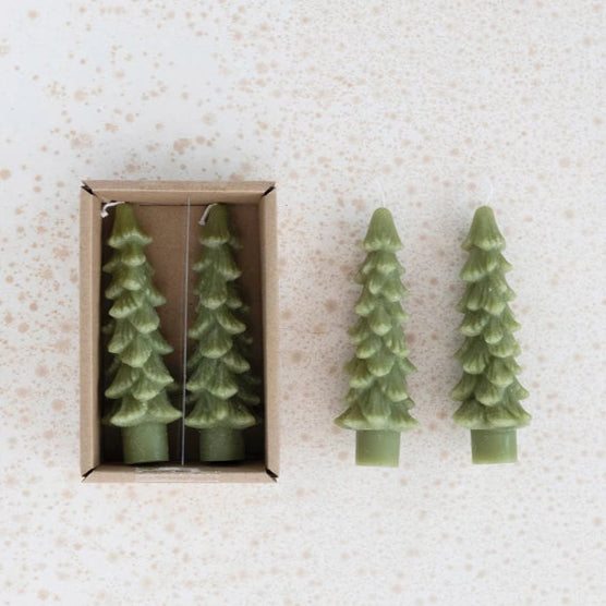 Short Tree Taper Candles - Cedar Green