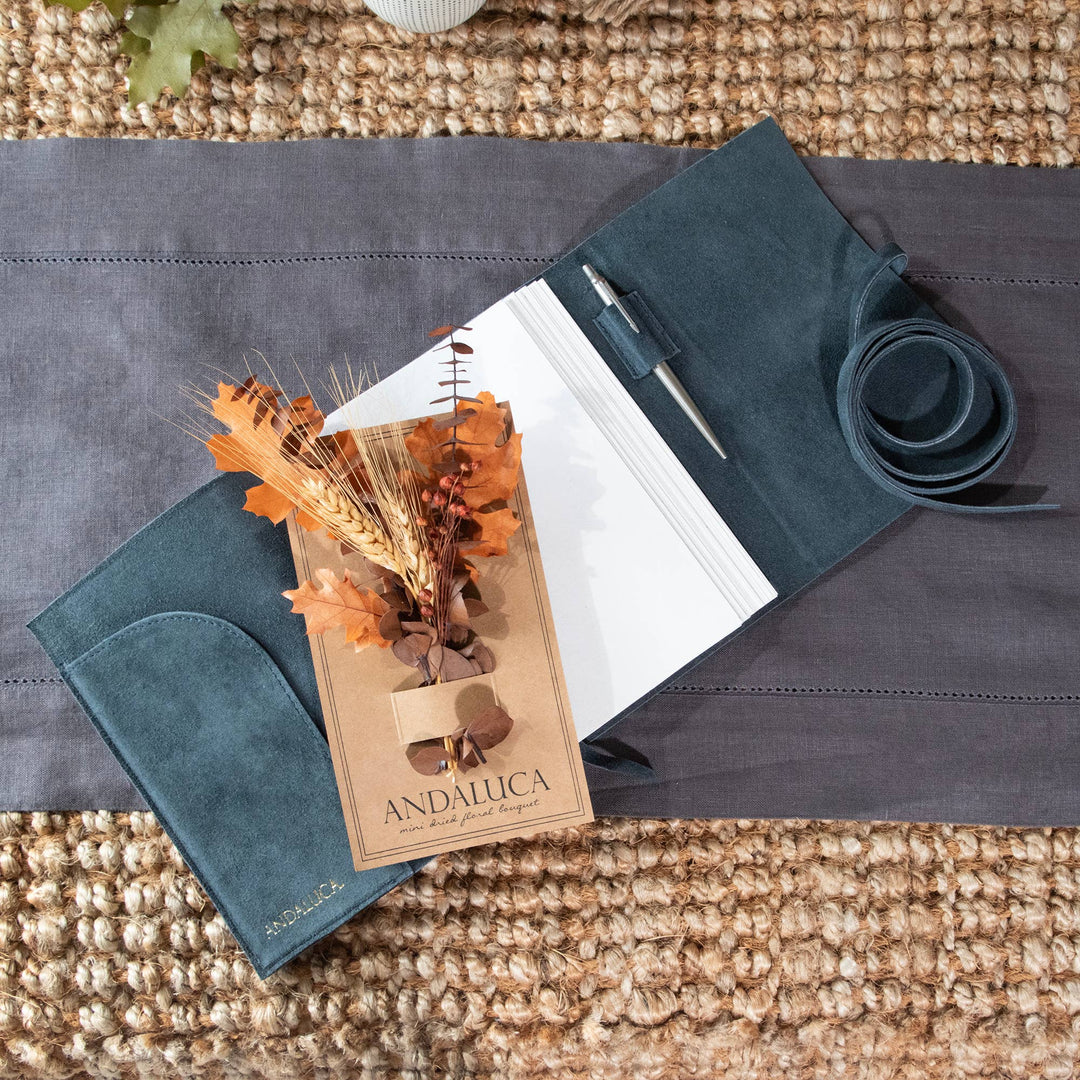Grey Blue Suede Journal - Merry PigletsAndaluca