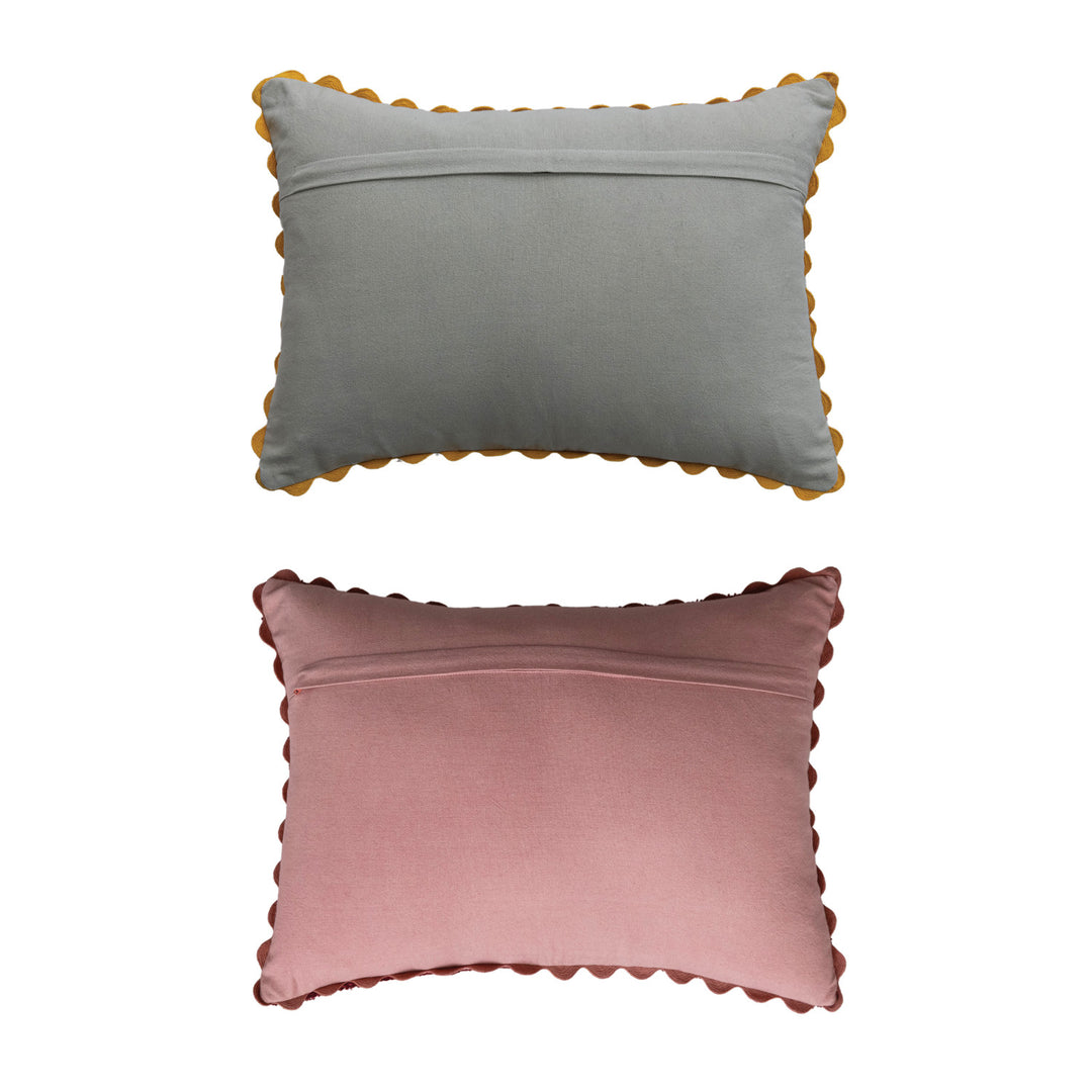 Embroidered Grid Lumbar Pillow