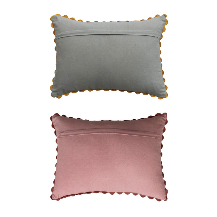 Embroidered Grid Lumbar Pillow