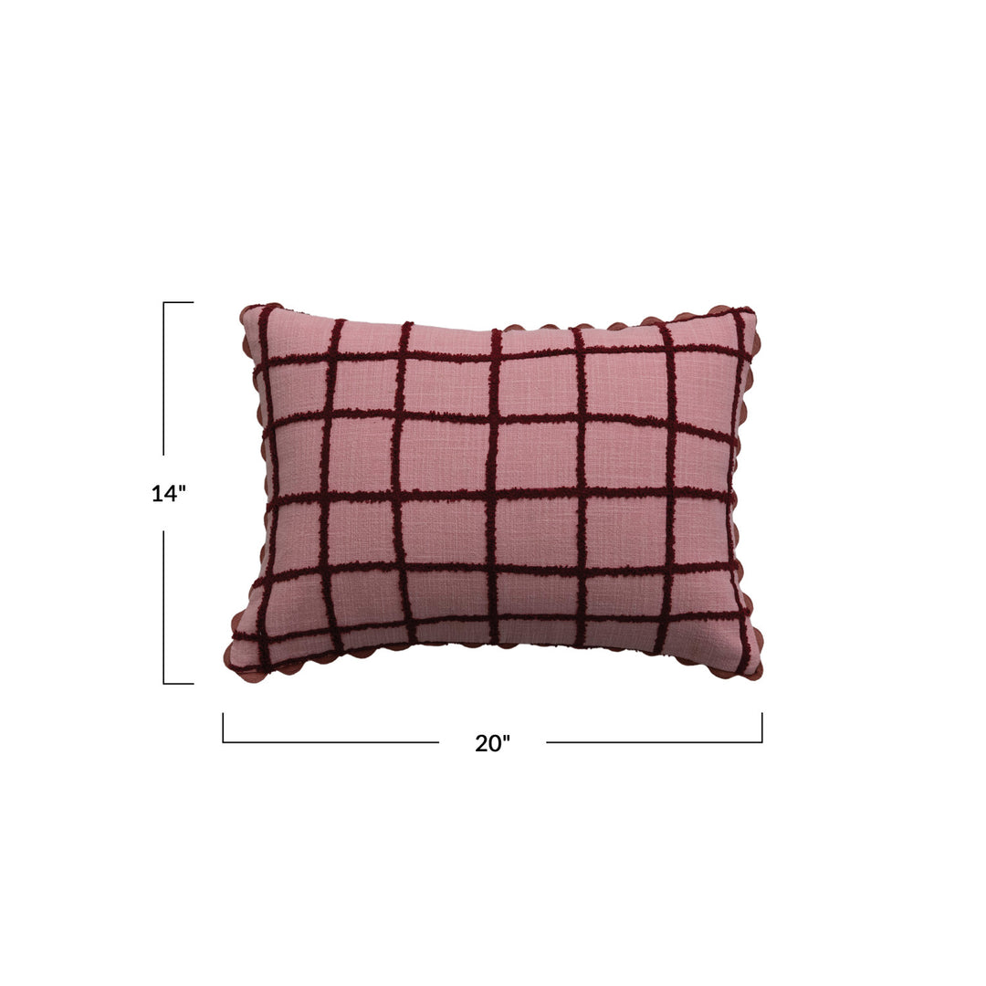 Embroidered Grid Lumbar Pillow