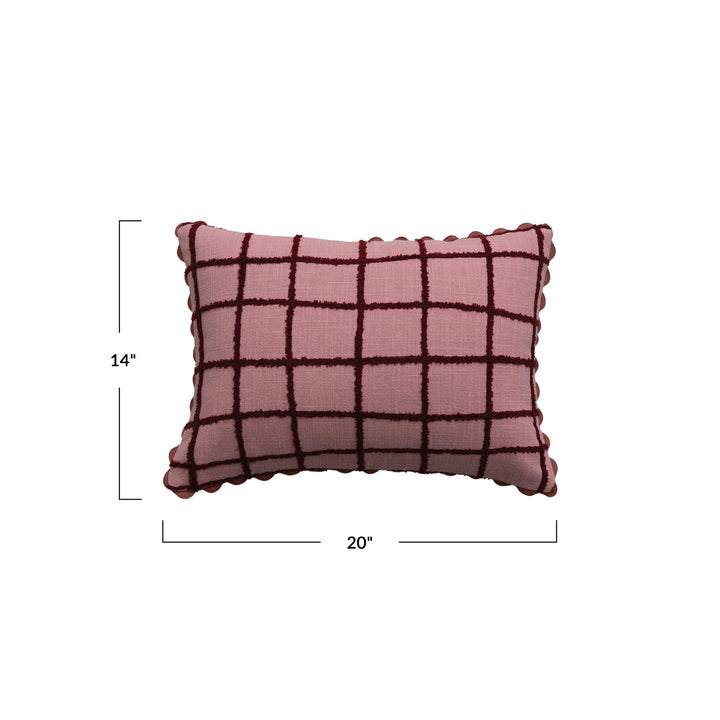 Embroidered Grid Lumbar Pillow
