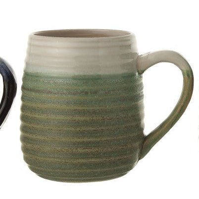 Grooved Stoneware Mug - Merry PigletsCreative Co-Op