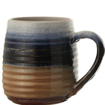 Grooved Stoneware Mug - Merry PigletsCreative Co-Op