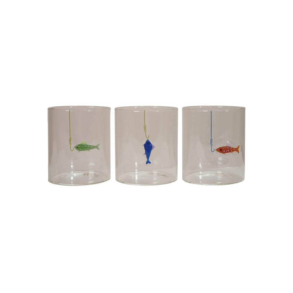Hand-Blown Fish Drinking Glass - Merry PigletsCreative Co-Op