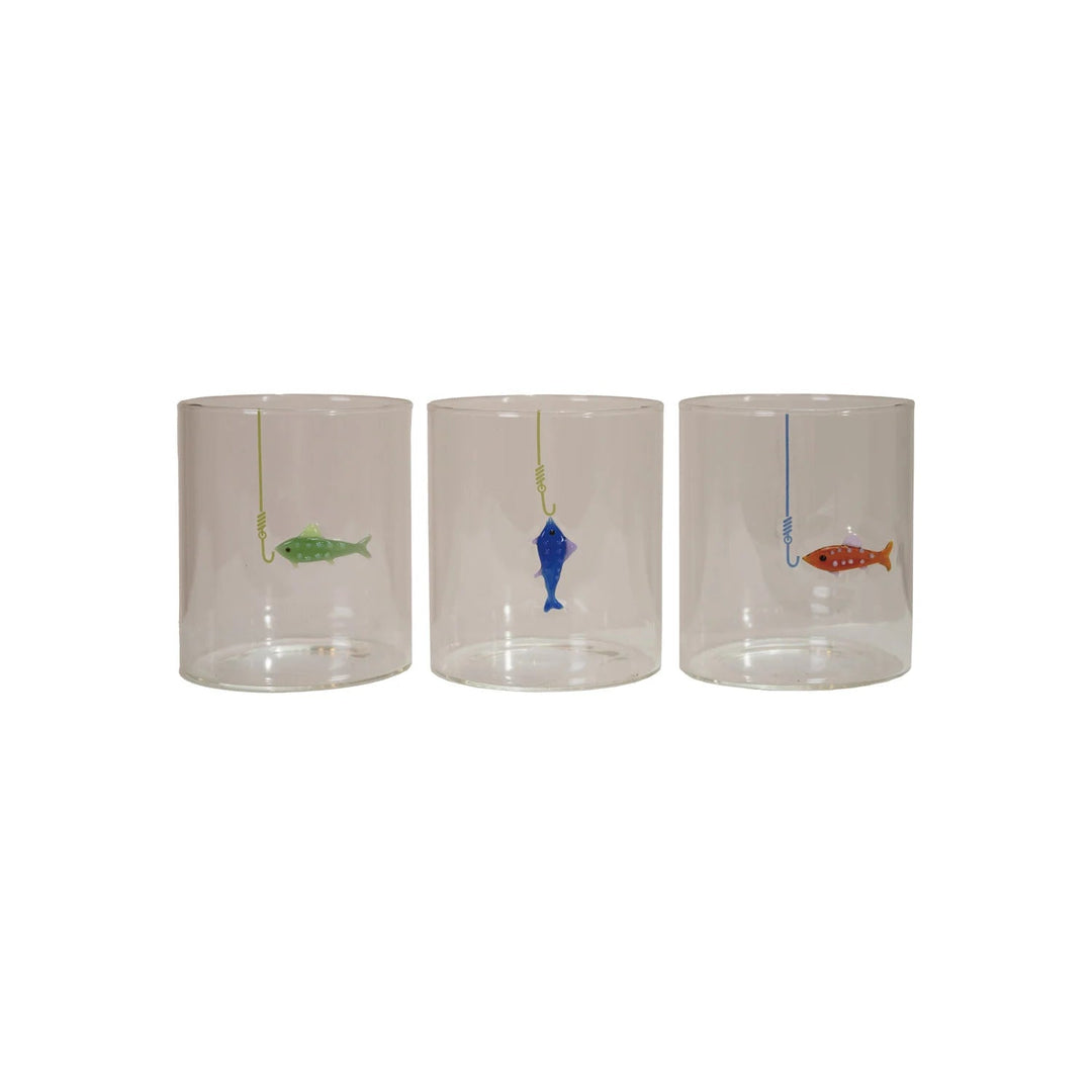 Hand-Blown Fish Drinking Glass - Merry PigletsCreative Co-Op