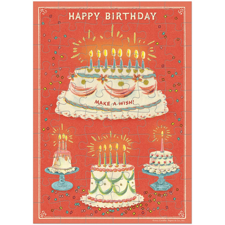 Happy Birthday Cake Puzzle Greeting Card - Merry PigletsCavallini Papers & Co.