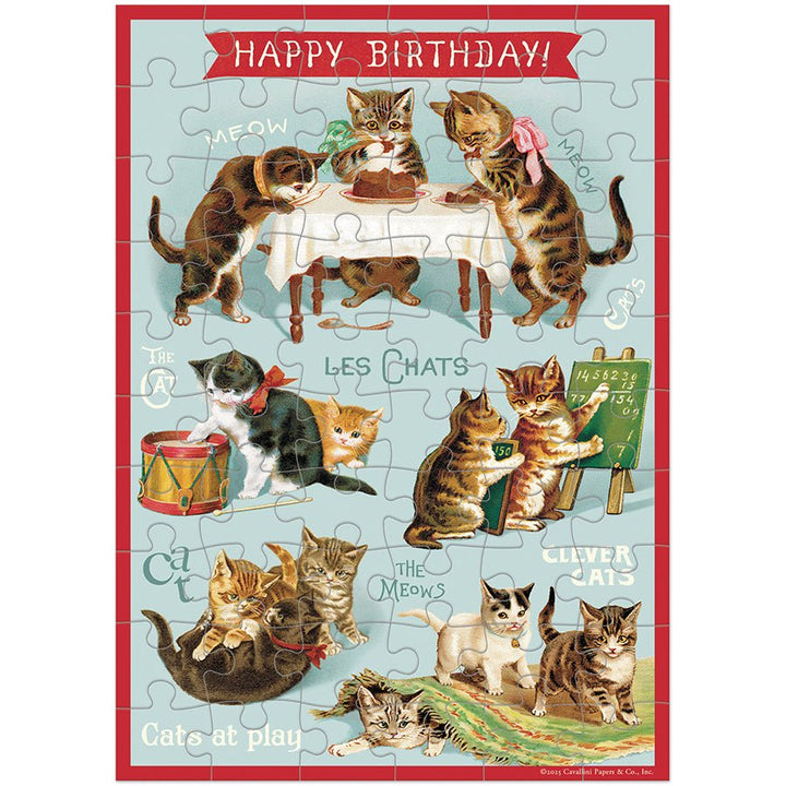 Happy Birthday Cat's Play Puzzle Greeting Card - Merry PigletsCavallini Papers & Co.