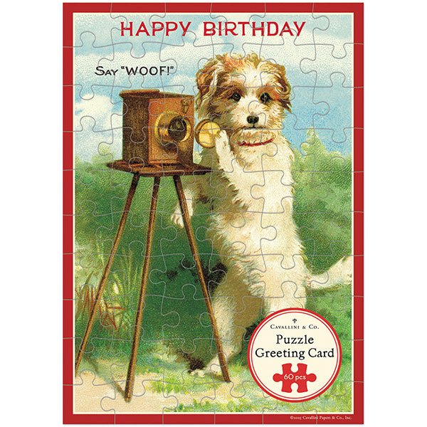 Happy Birthday Dog Puzzle Greeting Card - Merry PigletsCavallini Papers & Co.