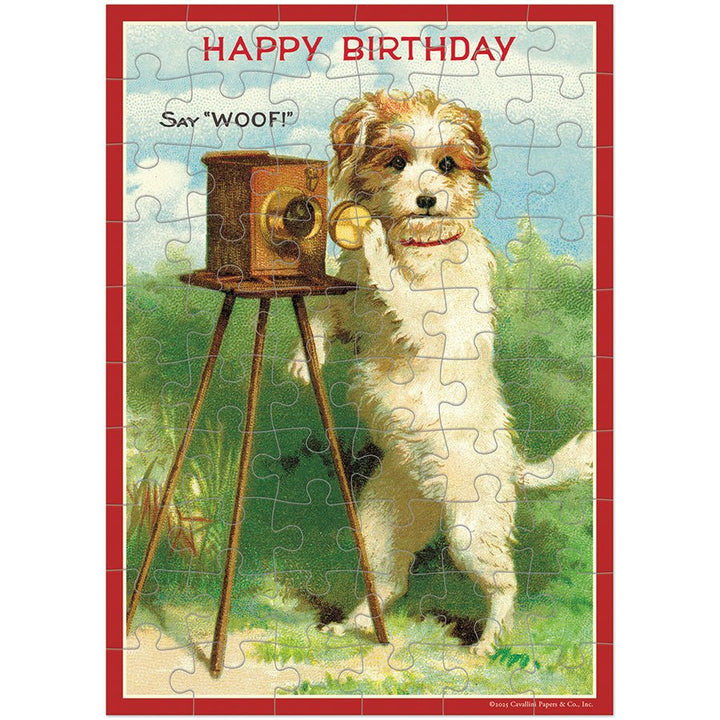 Happy Birthday Dog Puzzle Greeting Card - Merry PigletsCavallini Papers & Co.