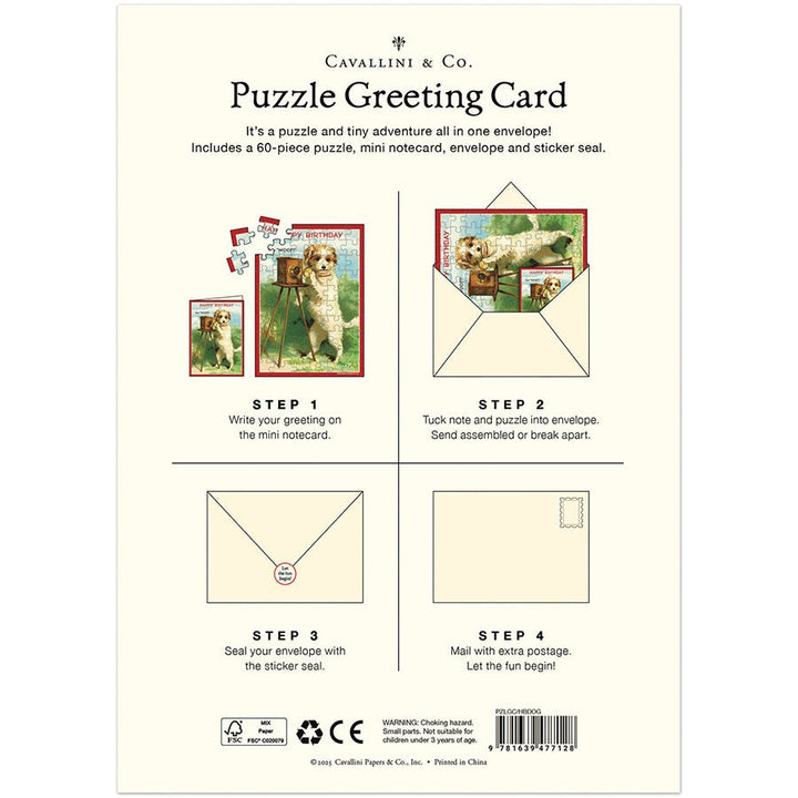 Happy Birthday Dog Puzzle Greeting Card - Merry PigletsCavallini Papers & Co.