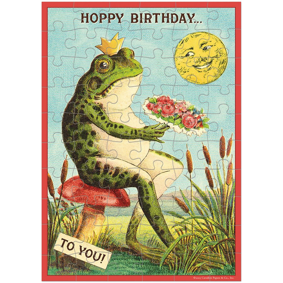Happy Birthday Frog Puzzle Greeting Card - Merry PigletsCavallini Papers & Co.